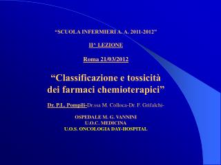 “SCUOLA INFERMIERI A. A. 2011-2012” II^ LEZIONE Roma 21/03/2012