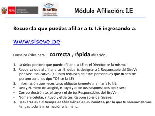 Módulo Afiliación: I.E