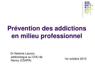 Prévention des addictions en milieu professionnel