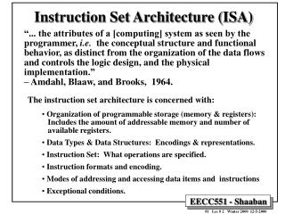 Instruction Set Architecture (ISA)