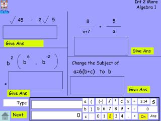 Int 2 More Algebra 1