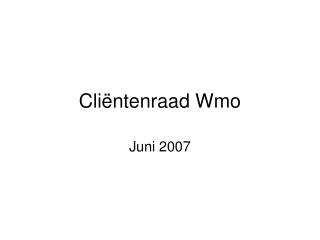 Cliëntenraad Wmo