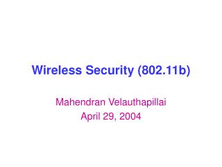 Wireless Security (802.11b)