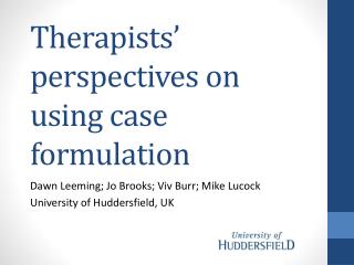 Therapists’ perspectives on using case formulation