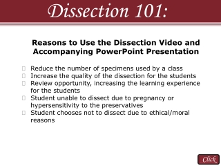 Reasons to Use the Dissection Video and Accompanying PowerPoint Presentation