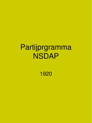 Partijprgramma NSDAP