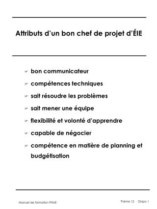 Attributs d’un bon chef de projet d’ É IE