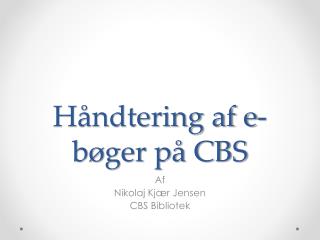 Håndtering af e-bøger på CBS