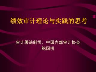 绩效审计理论与实践的思考