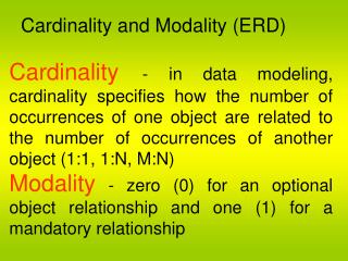 Cardinality and Modality (ERD)