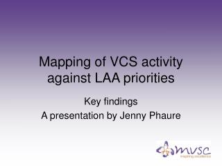 Mapping of VCS activity against LAA priorities