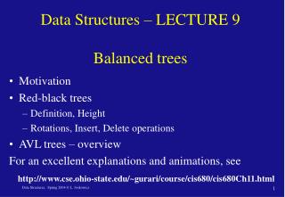 Data Structures – LECTURE 9 Balanced trees