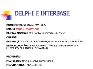 DELPHI E INTERBASE