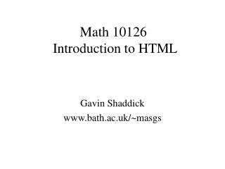 Math 10126 Introduction to HTML