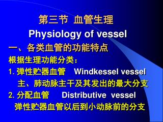 3. 阻力血管 Resistance vessel 毛细血管前阻力血管 : 小动脉和微 动脉 Precapillary resistance vessel 毛细血管后阻力血管 : 微静脉