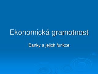 Ekonomická gramotnost