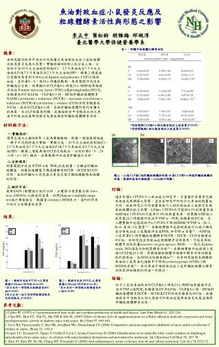 魚油對敗血症小鼠發炎反應及 粒線體酵素活性與形態之影響