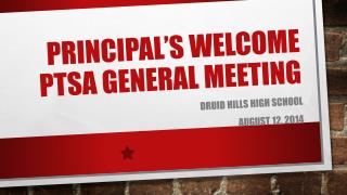 Principal’s Welcome PTSA General Meeting