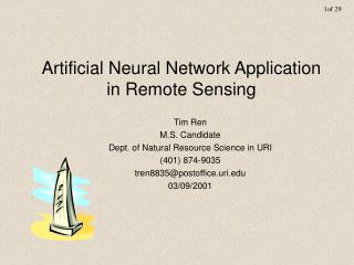 Artificial Neural Network Application in Remote Sensing