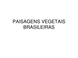 PAISAGENS VEGETAIS BRASILEIRAS