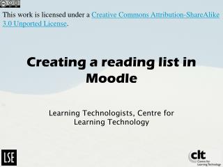 Creating a reading list in Moodle