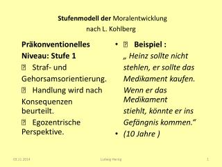 Stufenmodell der Moralentwicklung nach L. Kohlberg