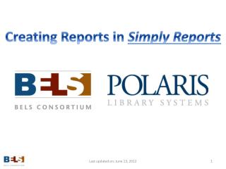 Creating Reports in Simply Reports