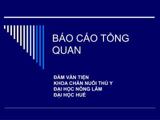 BÁO CÁO TỔNG QUAN