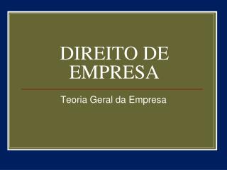 DIREITO DE EMPRESA