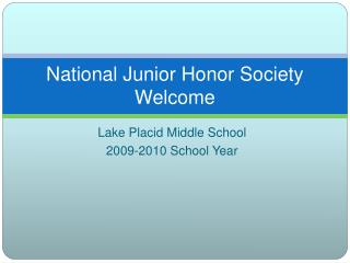 National Junior Honor Society Welcome