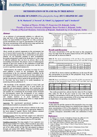 DETERMINATION OF Pb AND Mn IN TREE-RINGS