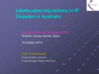 Interlocutory Injunctions in IP Disputes in Australia