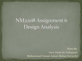 NM2208 Assignment 6 Design Analysis