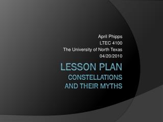 Lesson Plan Constellations and their myths