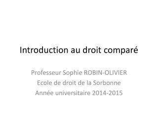 Introduction au droit comparé