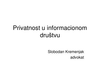 Privatnost u informacionom društvu