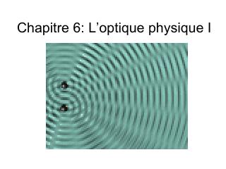 Chapitre 6: L’optique physique I