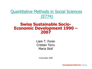 Quantitative Methods in Social Sciences (E774)