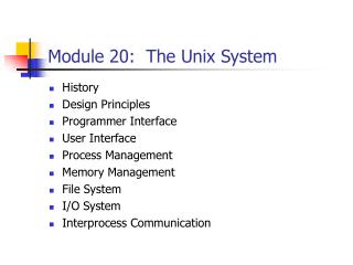 Module 20: The Unix System