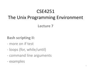 CSE4251 The Unix Programming Environment