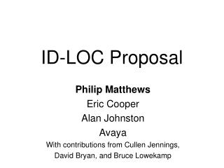 ID-LOC Proposal