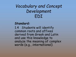 Vocabulary and Concept Development EDI