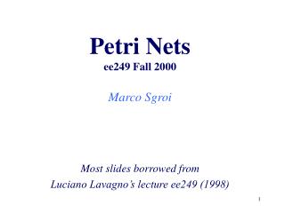Petri Nets ee249 Fall 2000
