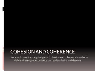 Cohesion and coherence