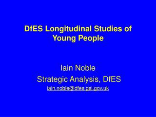 DfES Longitudinal Studies of Young People