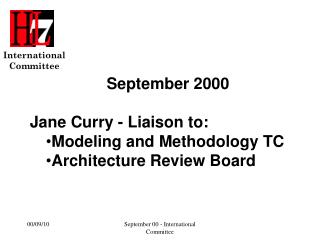 September 2000 Jane Curry - Liaison to: Modeling and Methodology TC Architecture Review Board