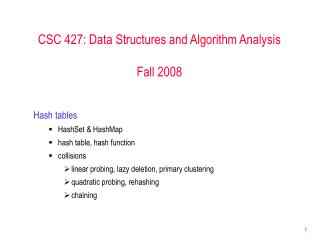 CSC 427: Data Structures and Algorithm Analysis Fall 2008