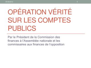 Opération vérité sur les comptes publics