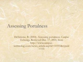 Assessing Portalness