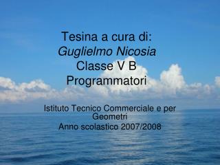 Tesina a cura di: Guglielmo Nicosia Classe V B Programmatori